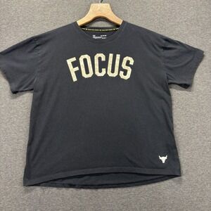 Under Armour Shirt Womens XL Black Cropped Focus Project Rock Tee HeatGear